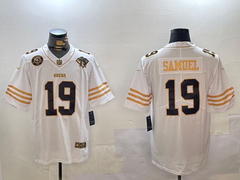 Men San Francisco 49ers 19 Samuel White Gold 2024 Nike Limited NFL Jersey style 12302